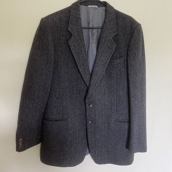 Vittorio Rex Sport Coat Jacket Blazer Sz 44 Tweed Wool Gray Made Italy Vintage - Picture 1 of 9